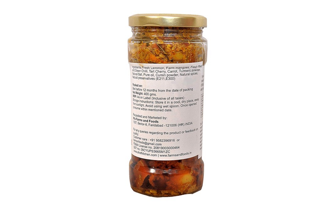 Shef's Kitchen Mix Achar (Mix Pickle)    Glass Jar  400 grams